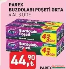 PAREX BUZDOLABI POŞETİ ORTA 4 AL 3 ÖDE fiyat ve kampanya bilgisi